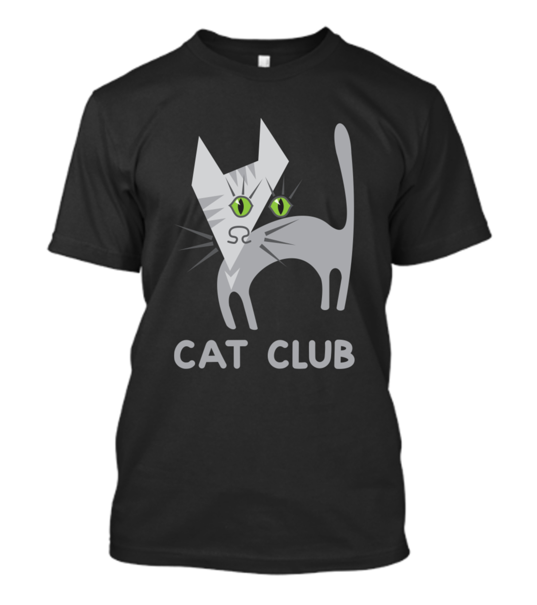 Cat Club Faceted Green-Eyed Stylish Cat T-Shirt