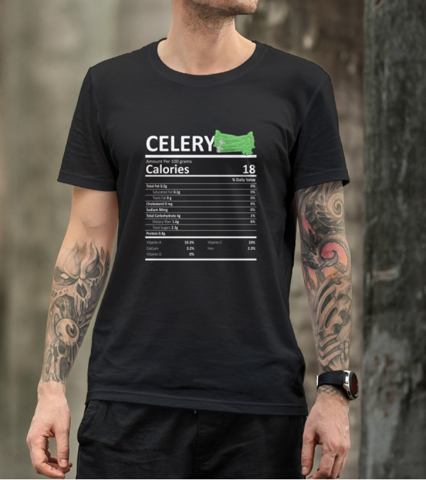 Celery Nutrition Facts Funny Holiday Calories Festive Nutritional Value T-Shirt