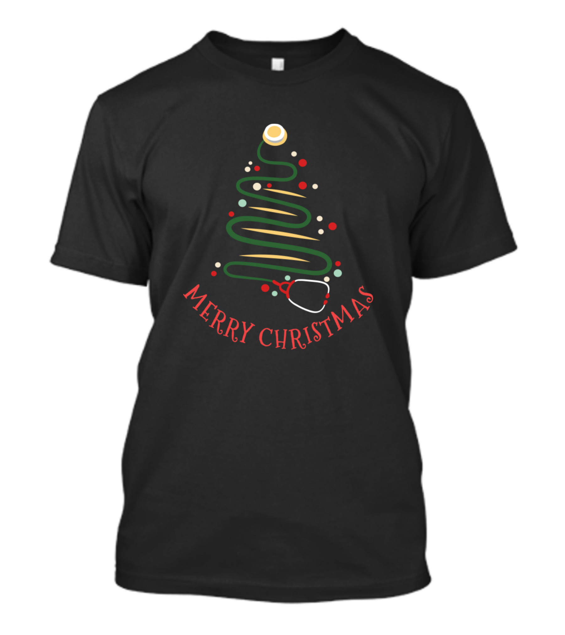 Merry Christmas Tree Stethoscope Doctor Nurse Hospital Staff T-Shirt