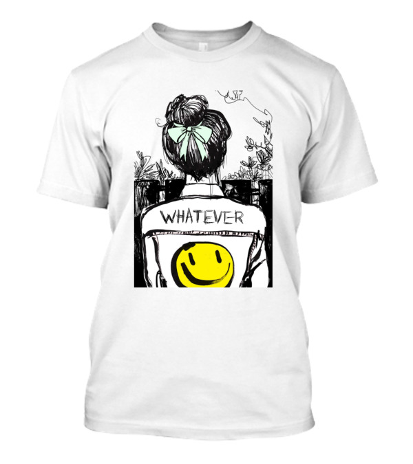 Whatever Cool Girl Minimalist Style Pop Smiley Face T-Shirt