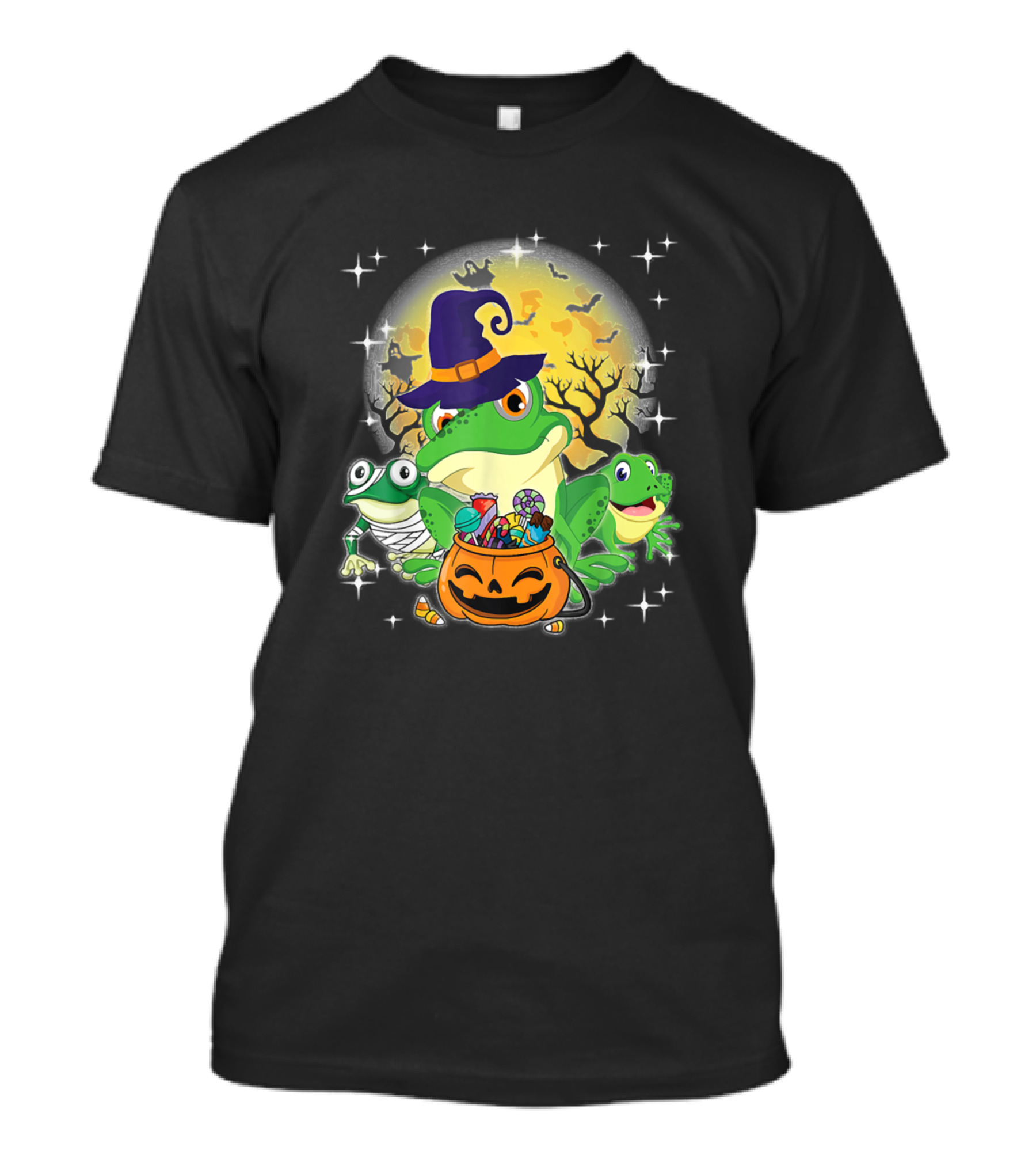 Frog Mummy Witch Moon Halloween Pumpkin Candy Ghosts T-Shirt