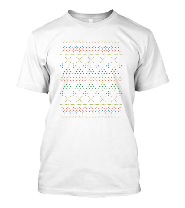 Geometric Christmas Tree Pattern Nordic Winter T-Shirt
