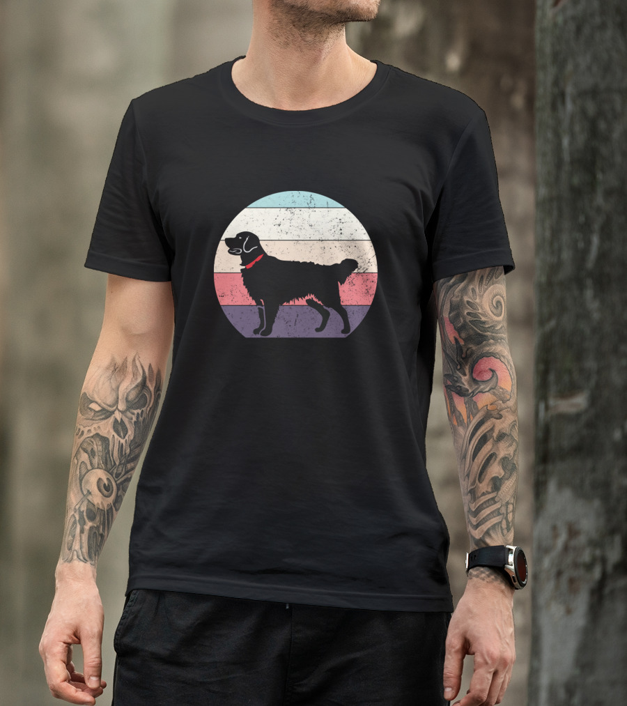 Golden Retriever Silhouette Vintage Sunset T-Shirt