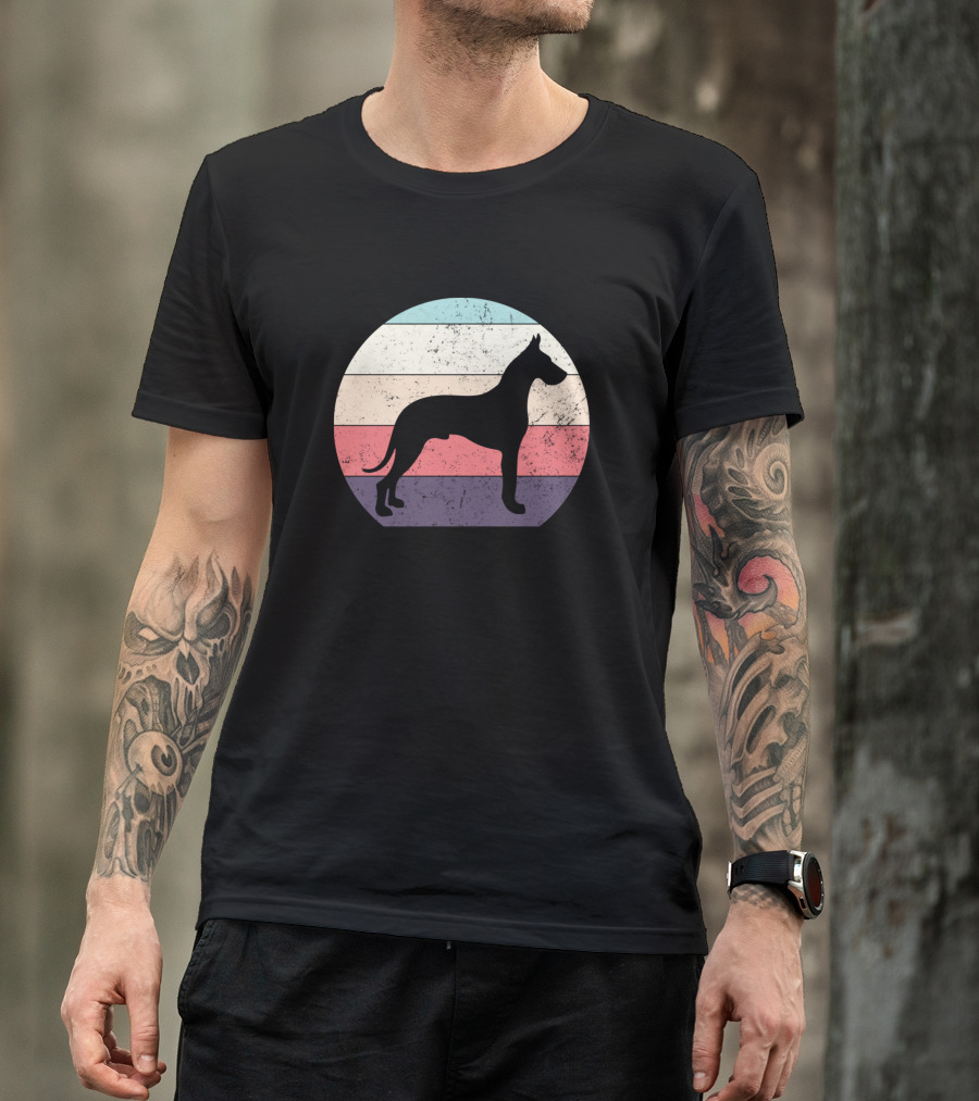 Great Dane Silhouette Retro Circle T-Shirt