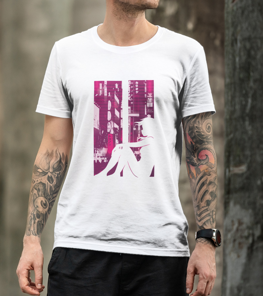 Japanese Cityscape Neon Vaporwave Girl T-Shirt