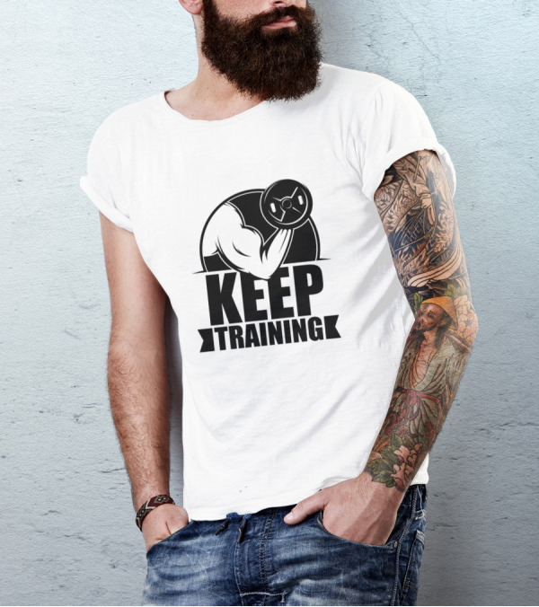 Keep Training Arm Lifting Weights T-Shirt