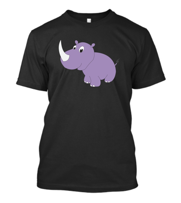 Kids Cartoon Baby Rhinoceros Animal Motif Cute T-Shirt