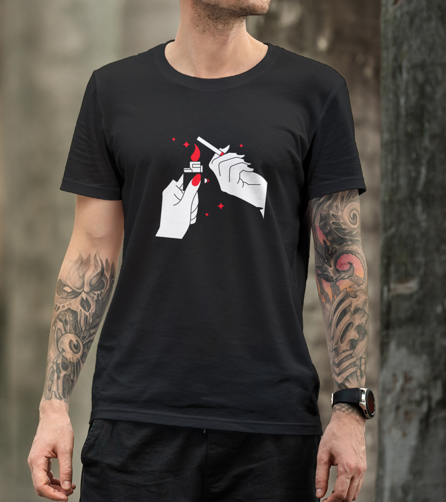 Lighter Hand Flame Cigarette T-Shirt