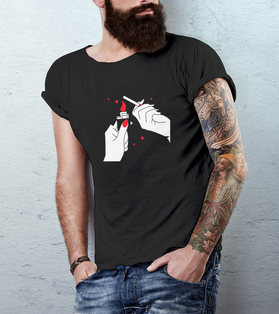 Lighter Hand Flame Cigarette T-Shirt