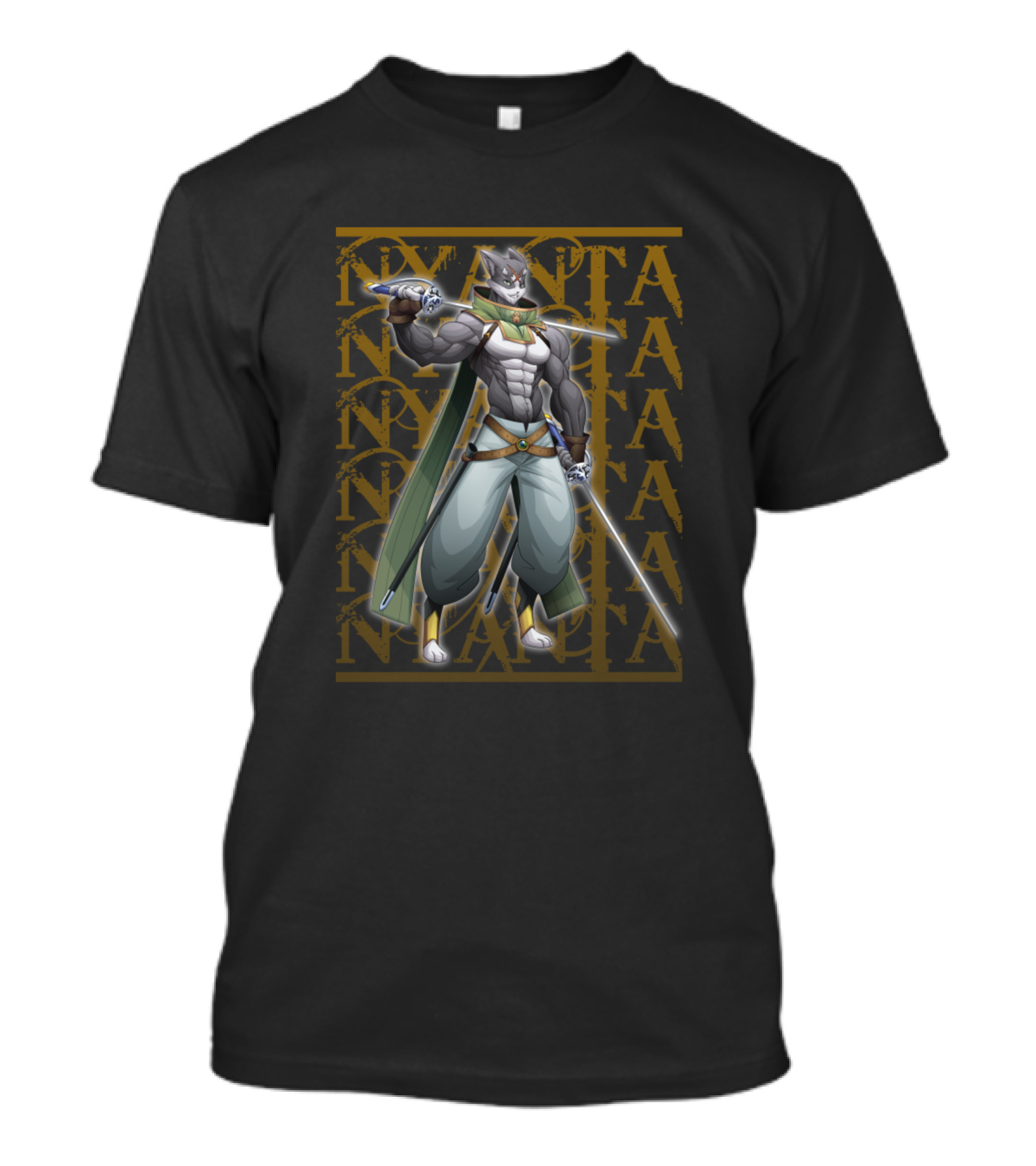 Nyanta Log Horizon Anime Double Katana Warrior T-Shirt