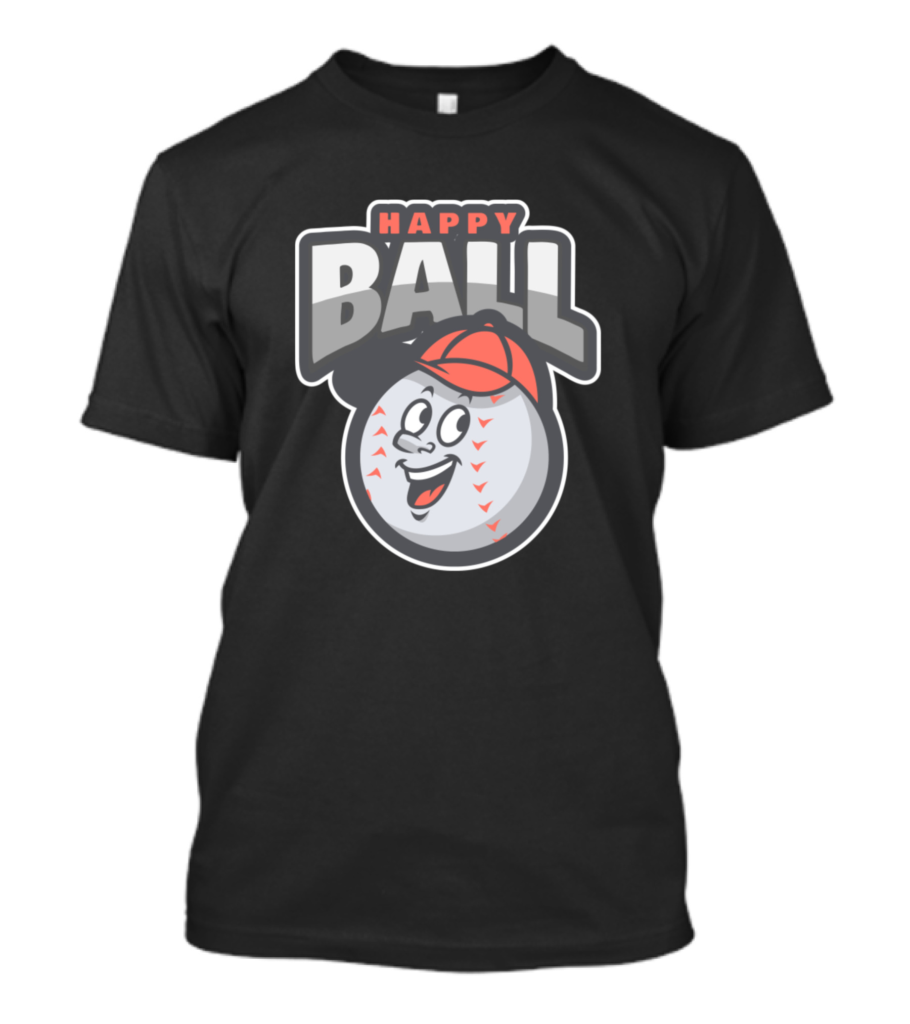 HAPPY BALL Baseball Cartoon Character With Cap T-Shirt