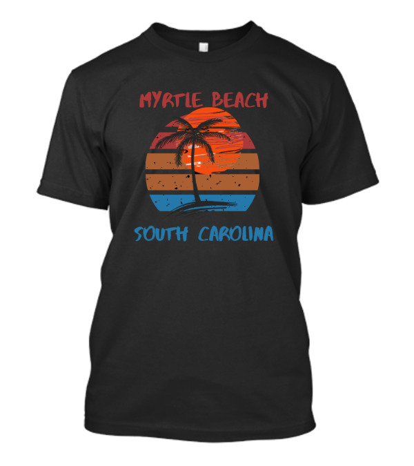 Myrtle Beach South Carolina Vintage Sunset Palm Tree Stripes T-Shirt