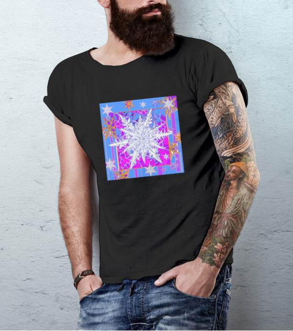 Ornate Snowflake Colorful Pattern Square T-Shirt
