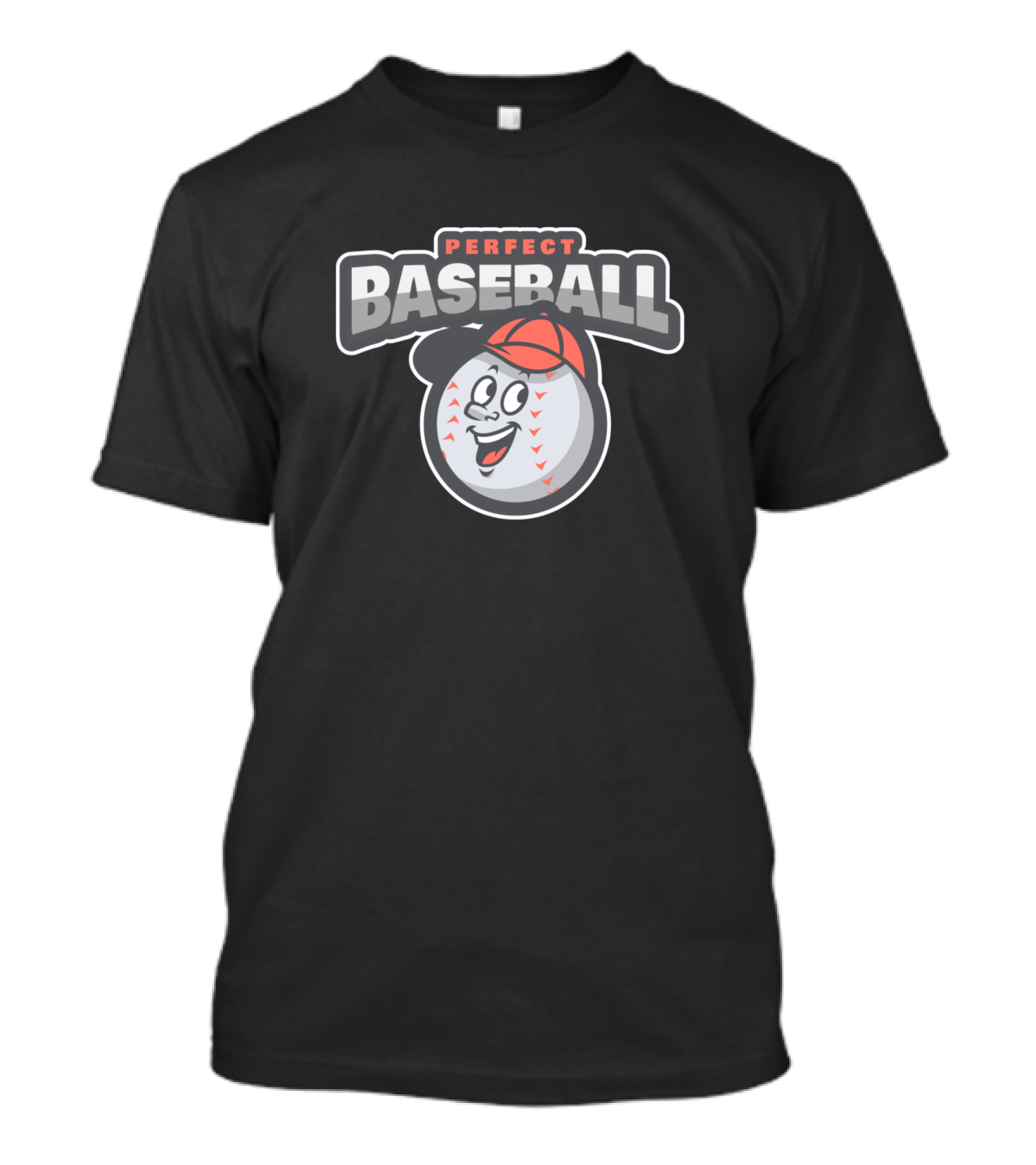 Perfect Baseball Smiling Baseball Character With Cap T-Shirt