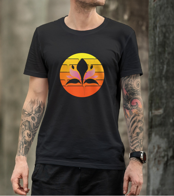 Sunset Gradient With Stylized Blossom T-Shirt