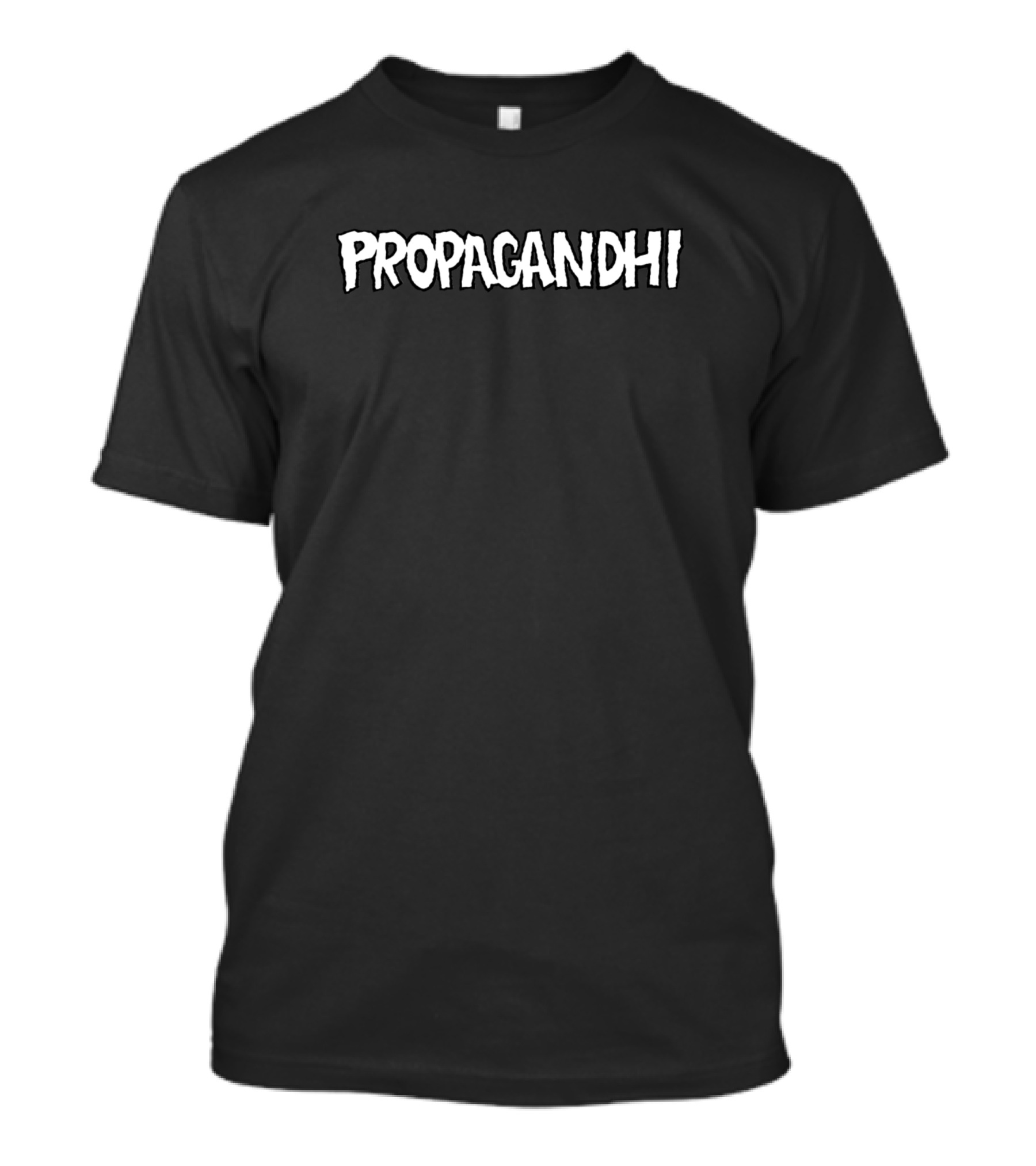 Propagandhi Band Name Black Background Text T-Shirt