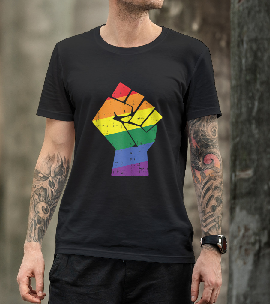Rainbow Fist Gay Pride Equality Rights Protest LGBT T-Shirt