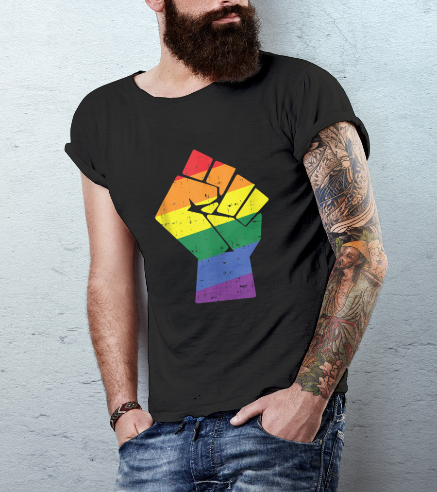 Rainbow Fist Gay Pride Equality Rights Protest LGBT T-Shirt