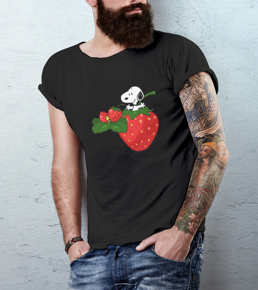 Snoopy Strawberry Peanuts Cartoon T-Shirt