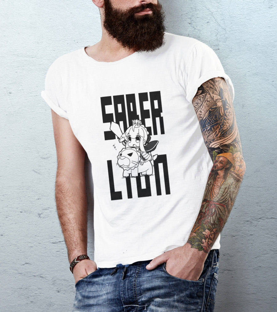 Saber Lion Anime Character Riding T-Shirt