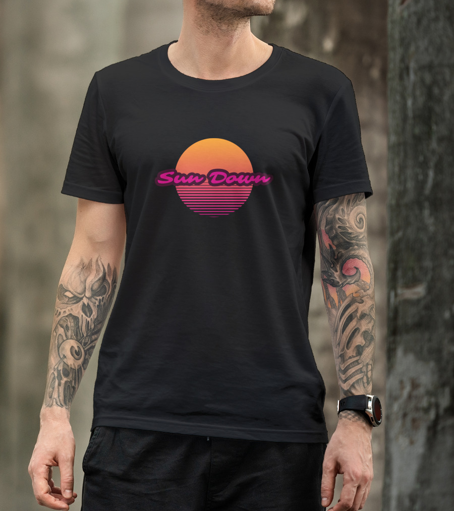 Sun Down Retro Stripe Sunset T-Shirt