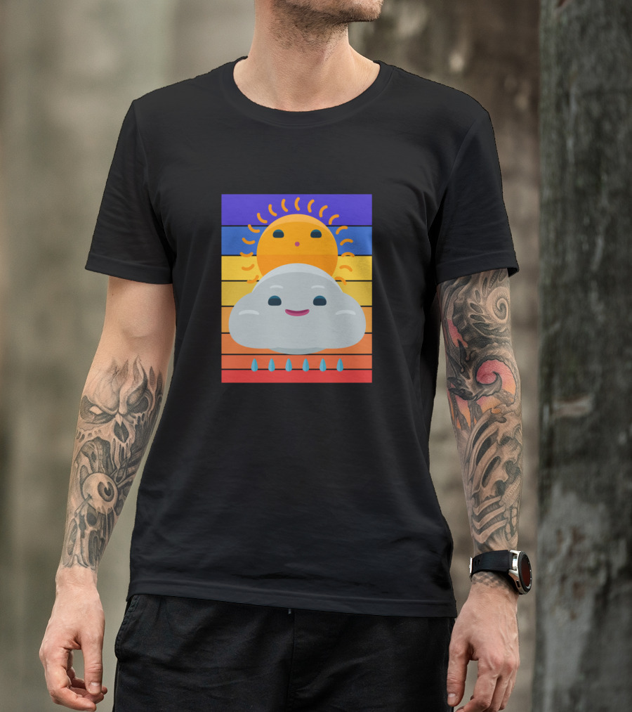 Suns Smiling Raincloud Sunset Rainbow Stripes T-Shirt