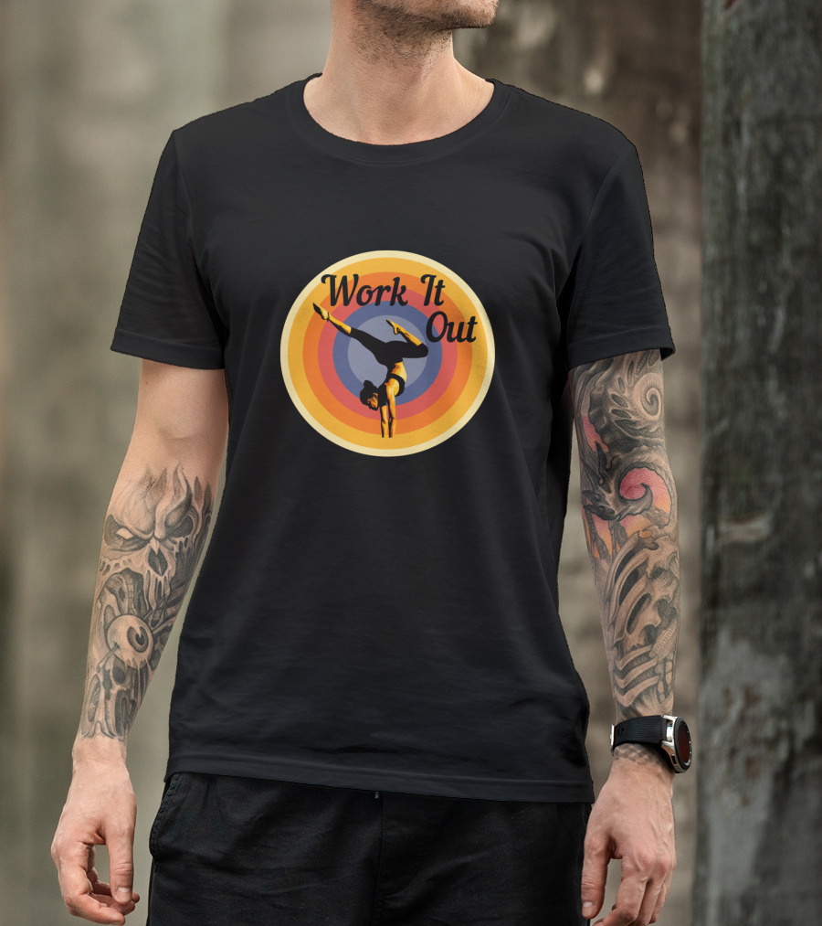 Work It Out Handstand Retro Circle Gradient T-Shirt