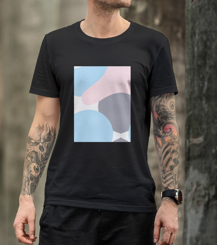 Colorful Painting Abstract Blue Pink Gray Shapes T-Shirt