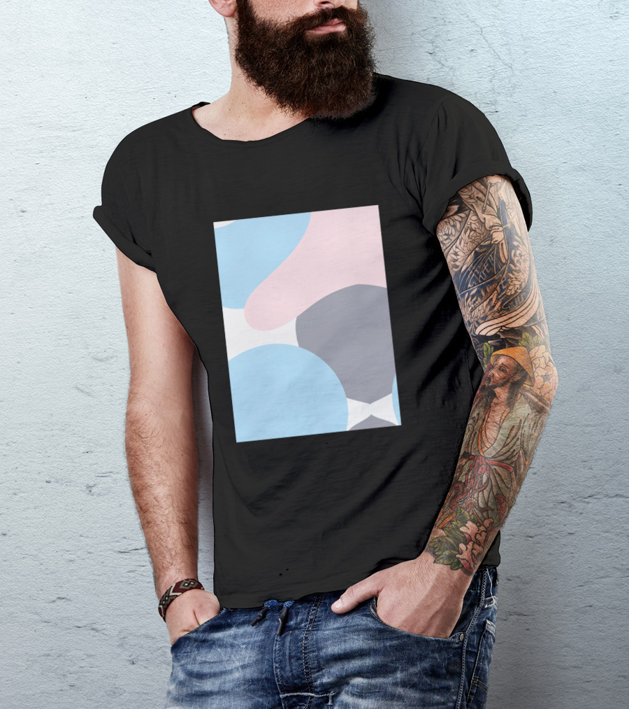 Colorful Painting Abstract Blue Pink Gray Shapes T-Shirt