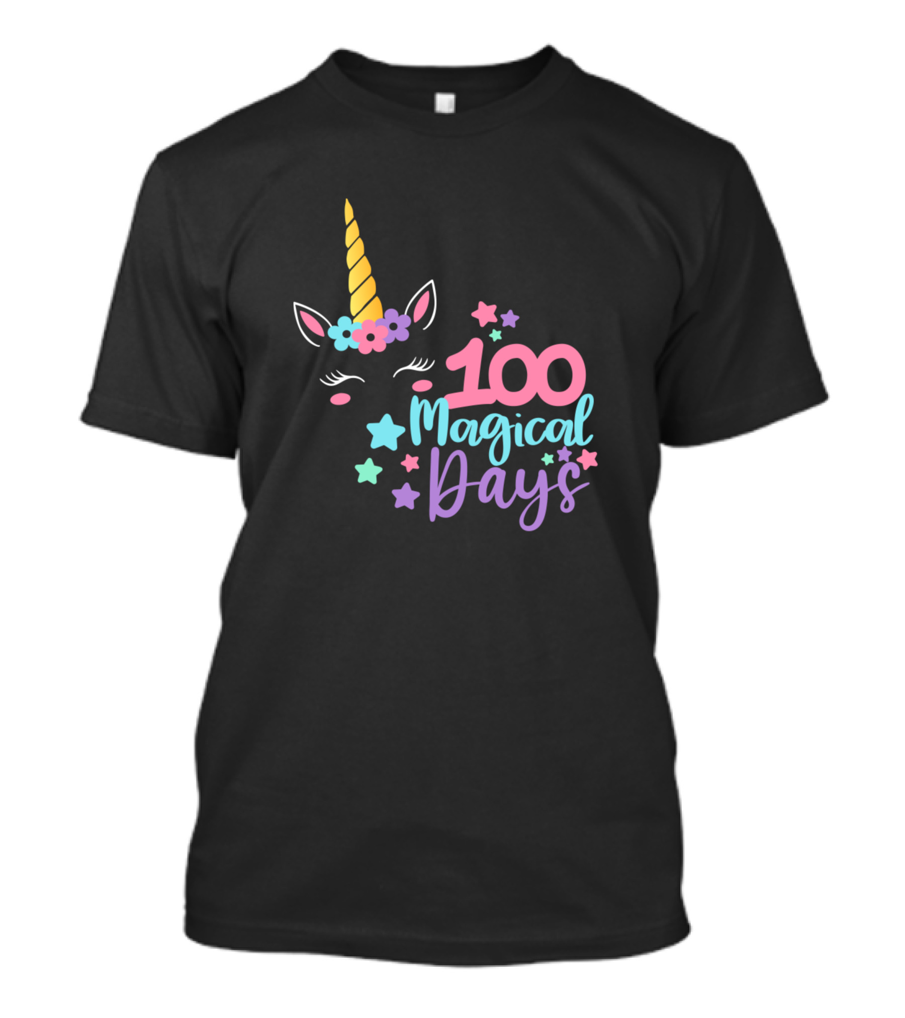 100 Magical Days Unicorn Horn Stars T-Shirt