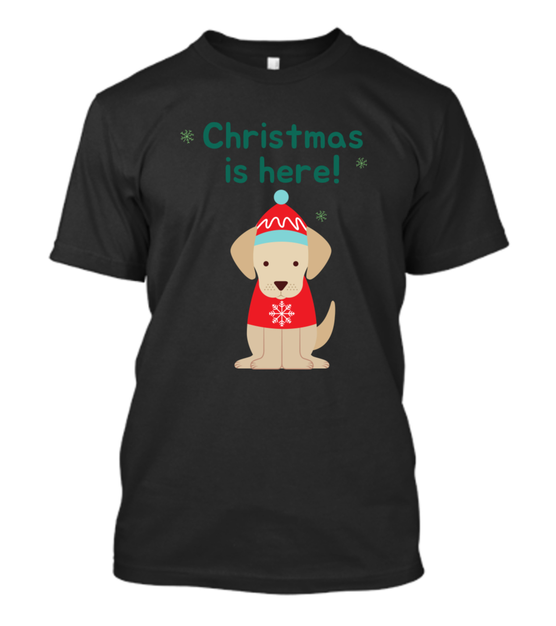 Christmas Is Here Festive Dog In Santa Hat T-Shirt