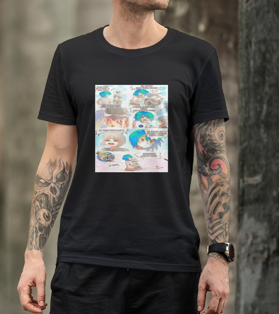 Whuaarrr Earth-Chan Comic With Anime Character Expressions And Conversations T-Shirt