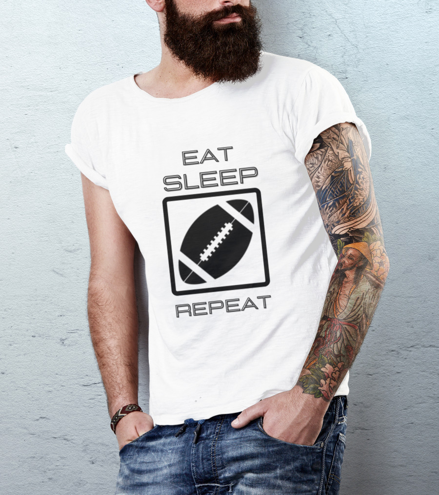 Eat Sleep Football Repeat American Football Fan Lifestyle Cycle T-Shirt