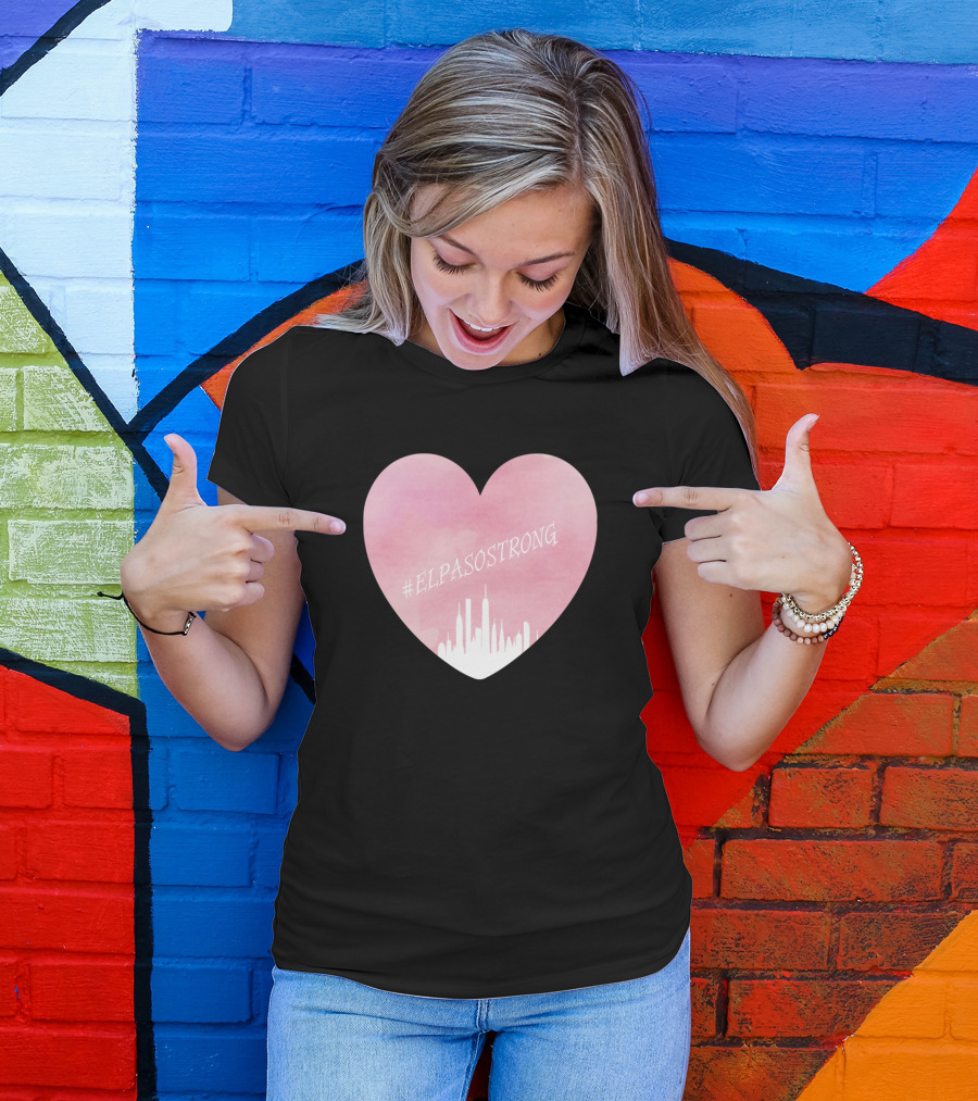 ElPasoStrong Pink Heart With City Skyline T-Shirt