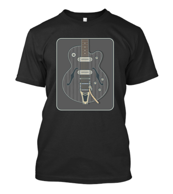 Grey Classic Hollow Body Guitar Framed T-Shirt