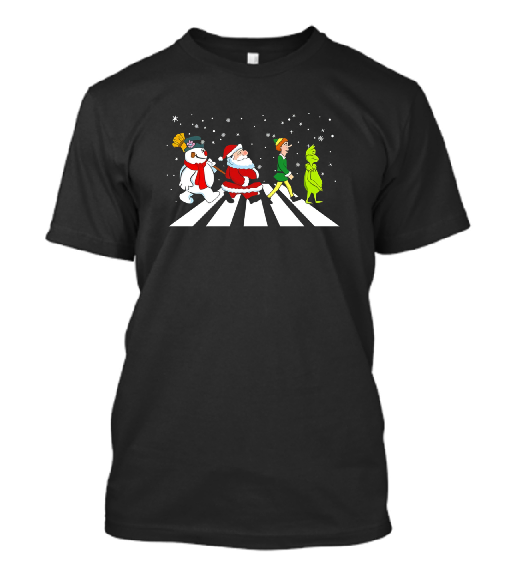 Grinch Santa Elf Frosty Christmas Abbey Road T-Shirt