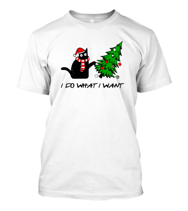 I Do What I Want Cat Christmas Tree Holiday Humor T-Shirt