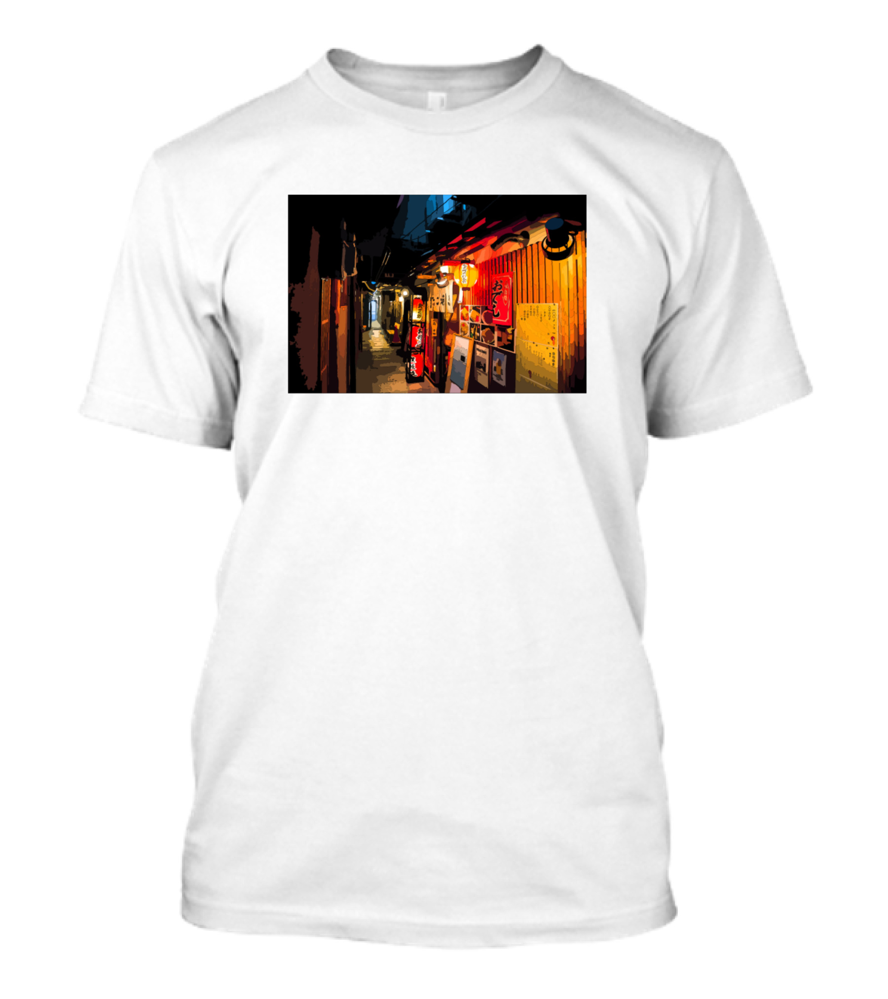 Japan Night Street Scene Lanterns Alleyway T-Shirt