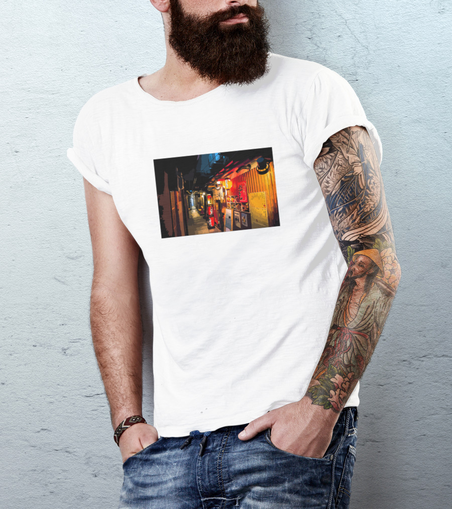 Japan Night Street Scene Lanterns Alleyway T-Shirt