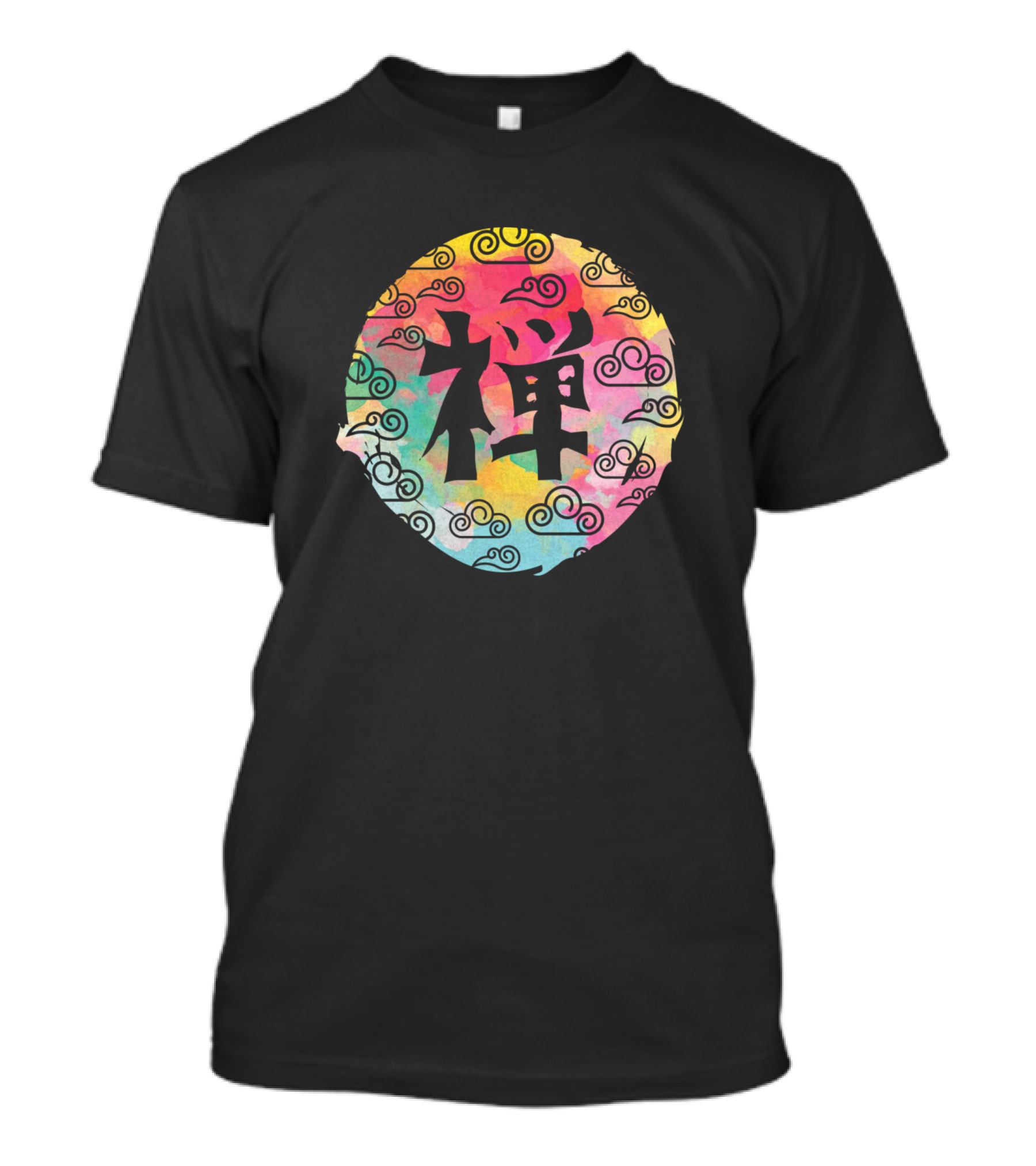 Japanese Symbol For Zen With Colorful Background In Yoga Context T-Shirt