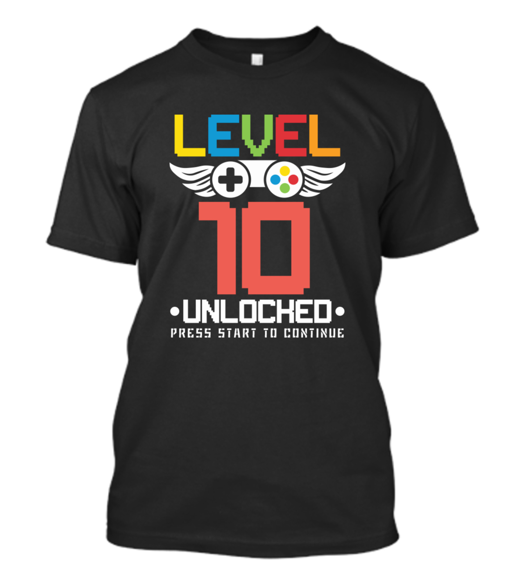 Level 10 Unlocked Funny Video Games Lover Press Start To Continue T-Shirt