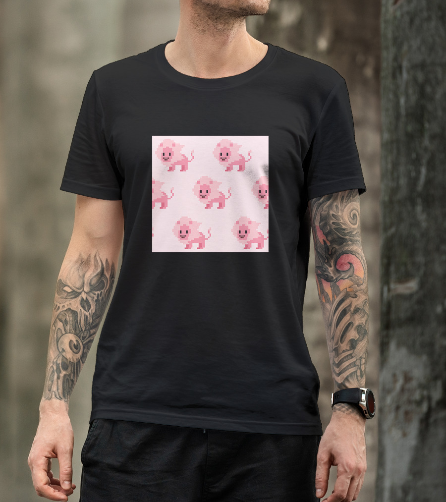 Pixel Art Pink Lion T-Shirt