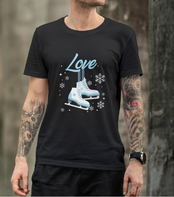 Love Winter Sports Ice Skating Snowflakes T-Shirt