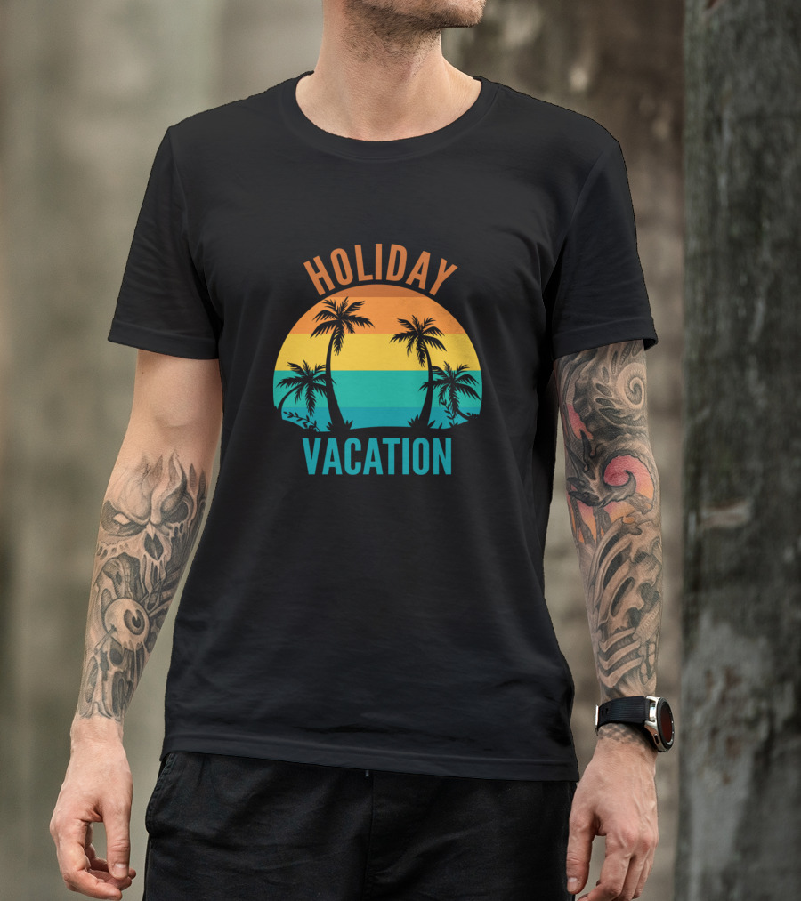Holiday Vacation Retro Sunset Palm Trees T-Shirt