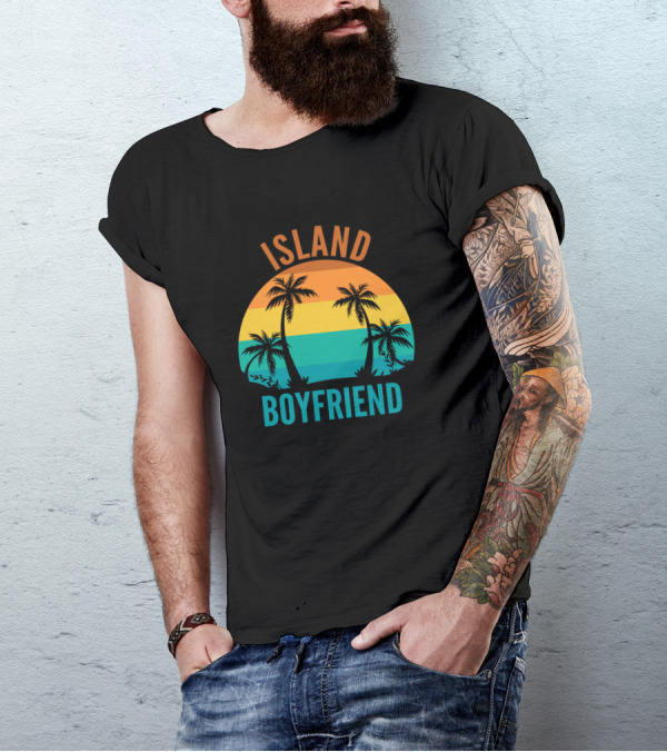 ISLAND BOYFRIEND Tropical Sunset Palm Trees T-Shirt
