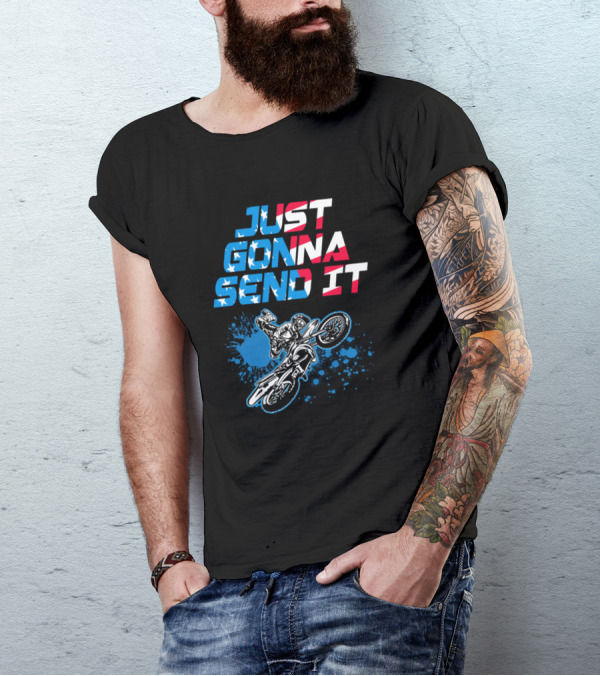 Just Gonna Send It Motocross Dirt Bike Patriotic Stars And Stripes Rider T-Shirt
