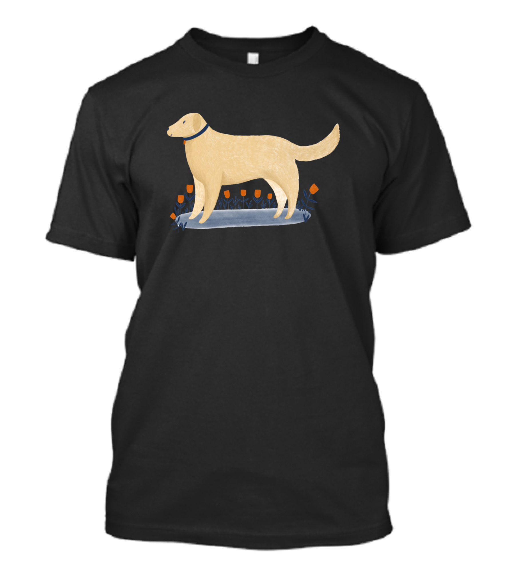 Labrador With Orange Tulips And Collar T-Shirt
