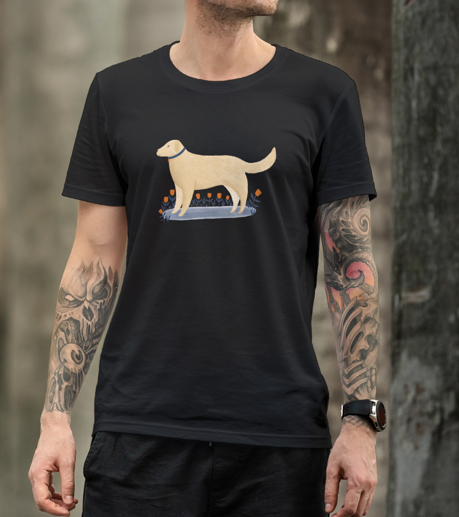 Labrador With Orange Tulips And Collar T-Shirt