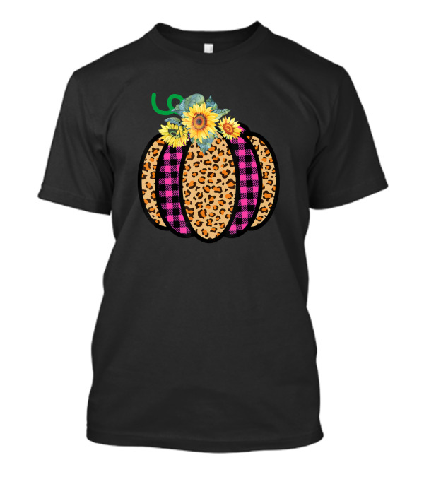 Leopard Pumpkin Sunflower Plaid Fall Halloween T-Shirt