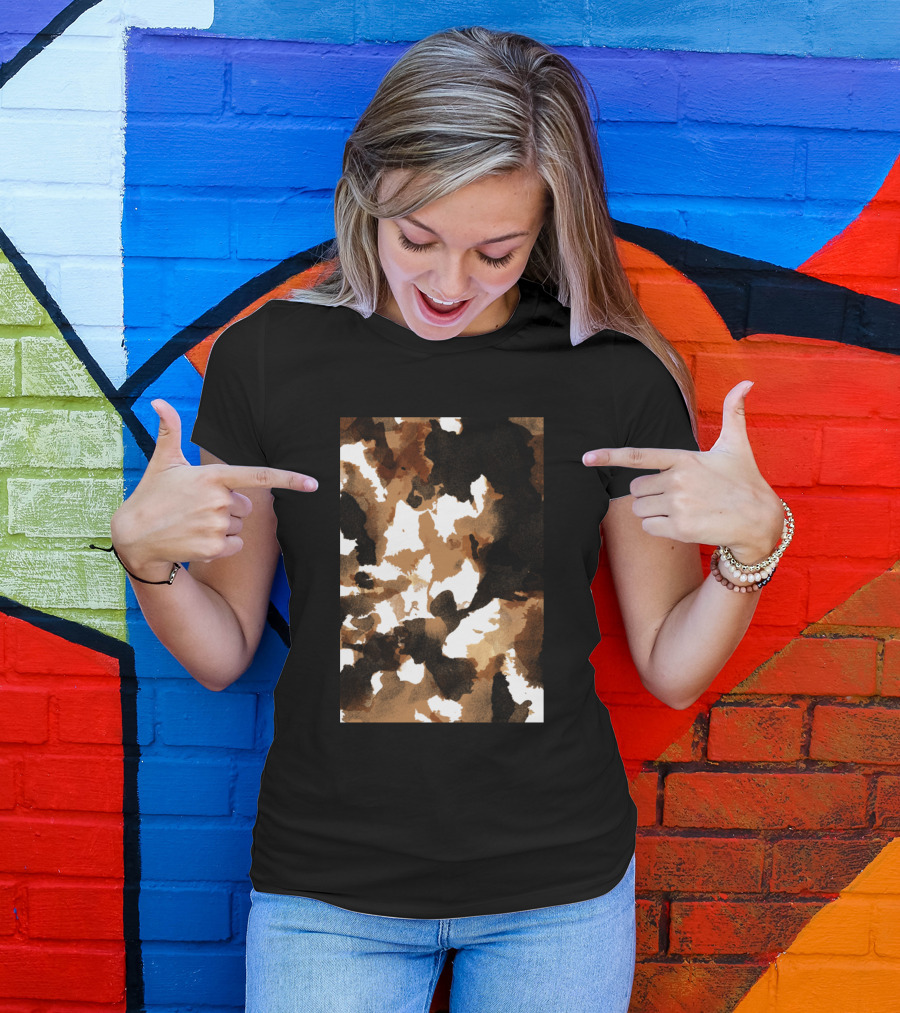 Longhorn Camouflage Brown And White T-Shirt